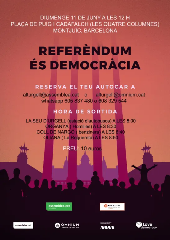 Autocar a l'Alt Urgell per assistir a l'acte per defensar el referèndum