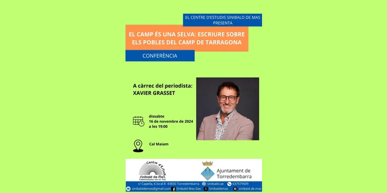 Xavier Grasset visitarà Torredembarra per parlar de com ‘escriure sobre els pobles del Camp de Tarragona’