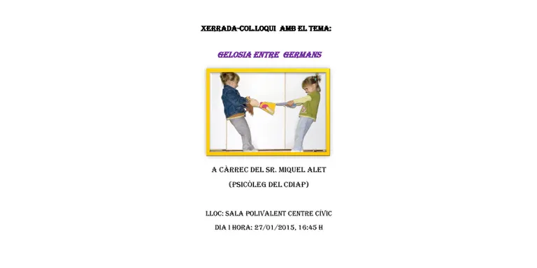 Xerrada a la Seu sobre la gelosia entre germans, a càrrec del psicòleg Miquel Alet