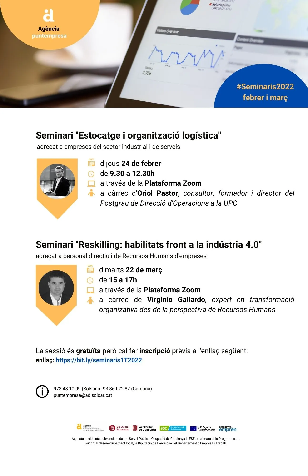 Organització logística i reskilling, temàtiques dels propers seminaris en línia del Punt Empresa de l'Agència