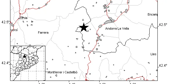 Terratrèmol de magnitud 2,4 al límit entre l'Alt Urgell i Andorra
