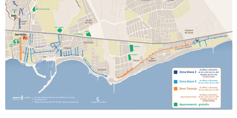 Cambrils activarà les zones blaves i taronja del Port i de la Vila aquest dimecres 1 de juny