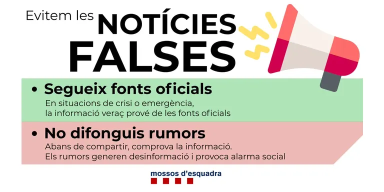 Els Mossos fan una crida a "contrastar" informacions sobre el coronavirus abans de compartir-les per no difondre notícies falses