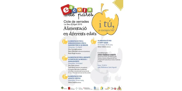 Xerrada de l'Escola de Pares sobre l'alimentació d'infants i adolescents
