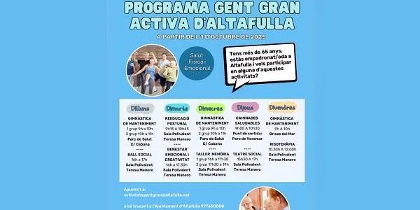 Comença un nou curs del Programa Gent Gran Activa d’Altafulla, a partir de l’1 d’octubre