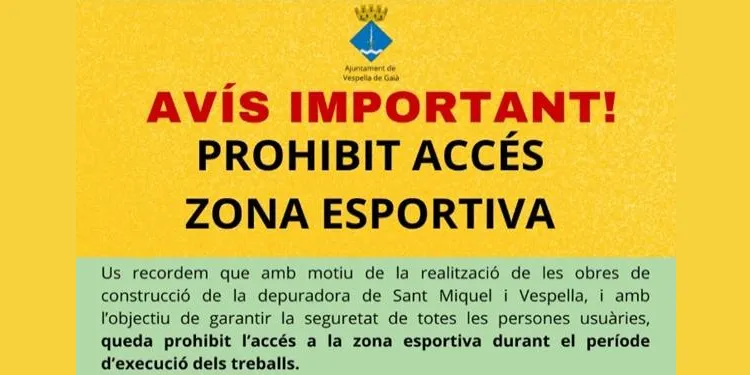 Els treballs a la nova depuradora de Vespella restringeixen l’accés a la zona esportiva
