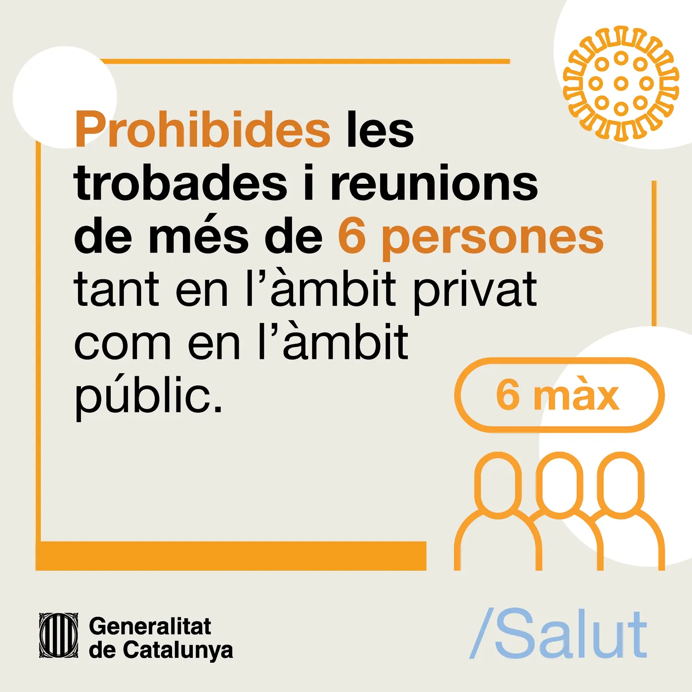 Queden prohibides les reunions de més de 6 persones