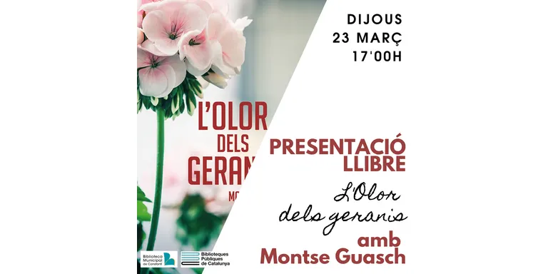 La Biblioteca Municipal acull la presentació de la novel·la “L’olor dels geranis” de Montserrat Guasch
