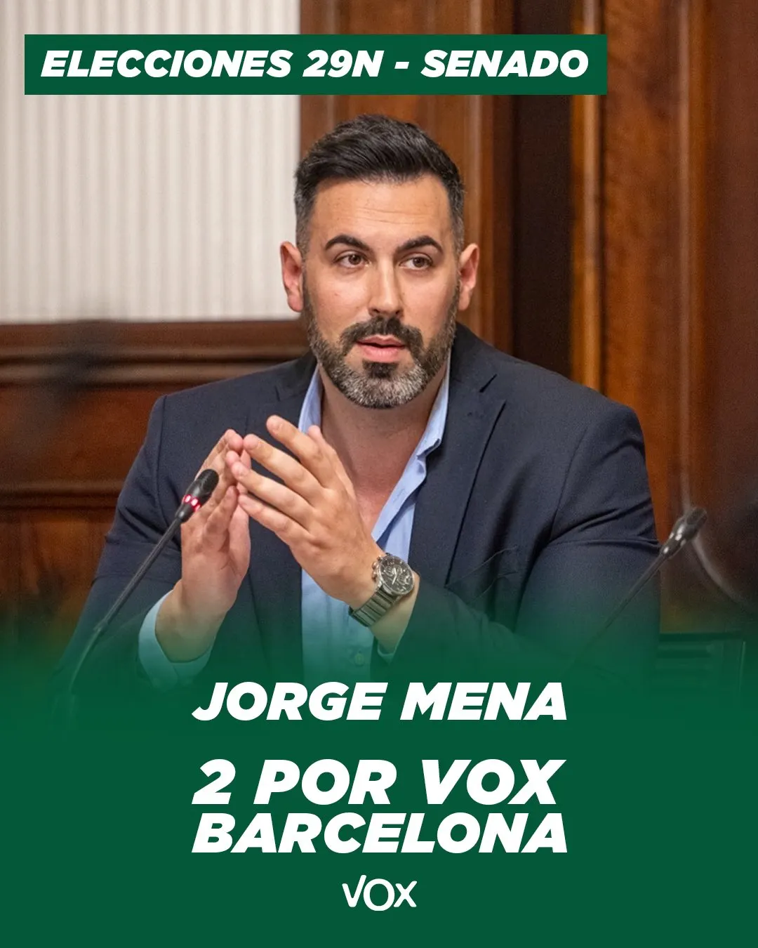 El regidor de VOX Cubelles, Jorge Mena, serà el número 2 pel Senat a Barcelona