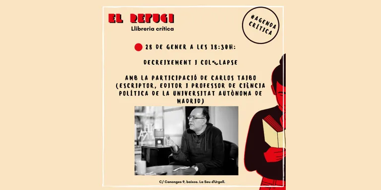 Carlos Taibo ofereix una xerrada sobre decreixement i col·lapse a la llibreria crítica El Refugi