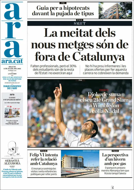 T'expliquem les portades dels diaris del territori d'aquest 11 de juliol