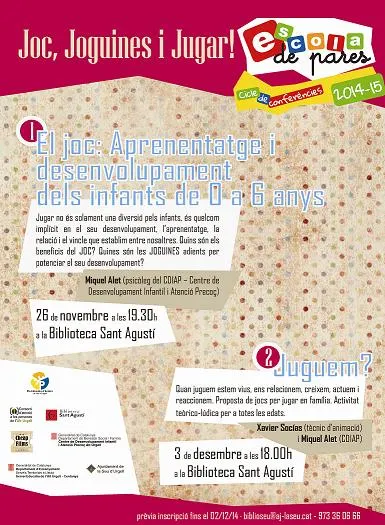 L'Escola de Pares proposa dues activitats dedicades al joc i les joguines