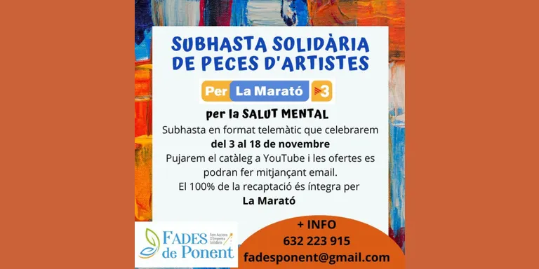 L'entitat solidària Fades de Ponent estrena una subhasta de peces artístiques per recaptar diners per la Marató