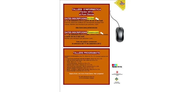 El Punt Òmnia oferta nou tallers d'iniciació a la informàtica i les TIC
