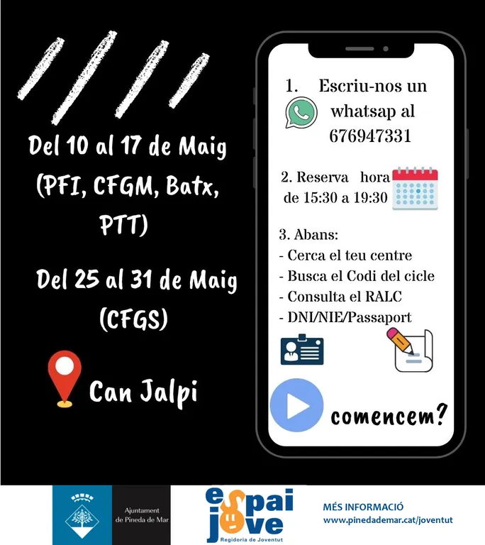 Suport a les preinscripcions a Cicles Formatius, Batxillerat i PFIs