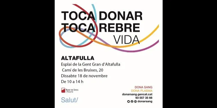 Campanya de donació de sang i plasma a Altafulla, dissabte 18