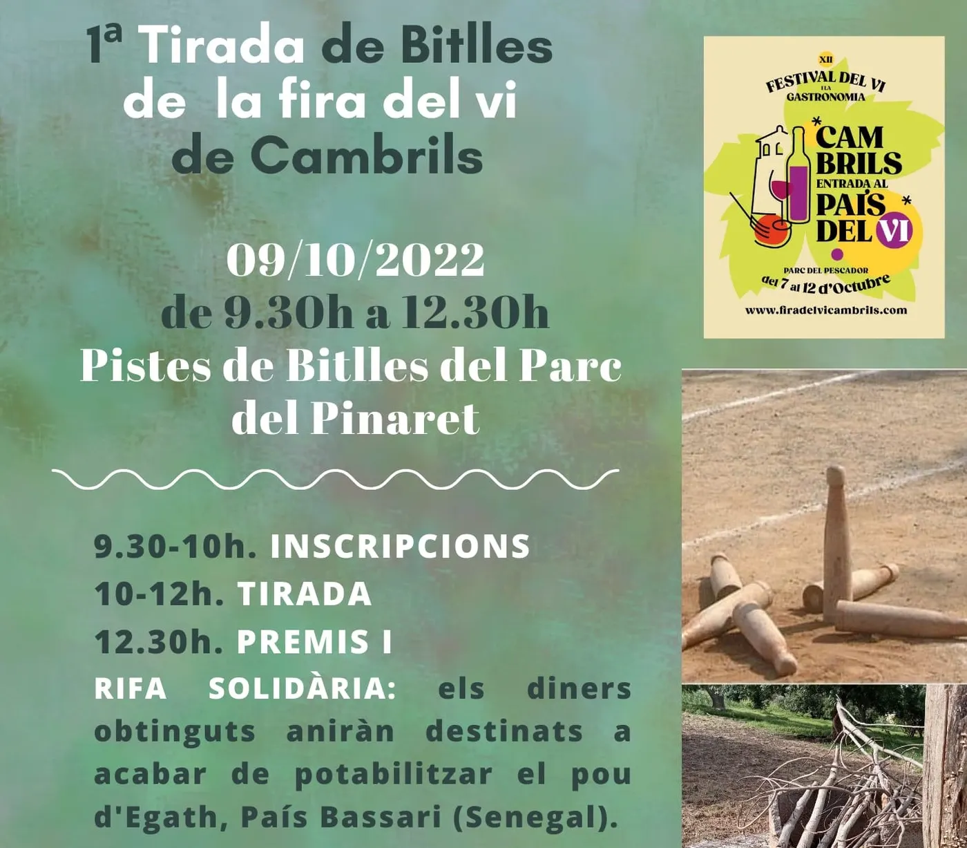 El Parc del Pinaret acollirà la primera Tirada de bitlles del Festival del Vi de Cambrils
