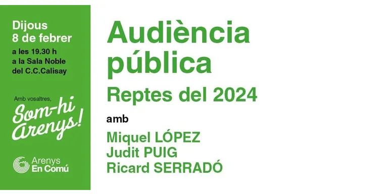 Arenys en Comú farà una audiència pública per explicar els reptes pel 2024