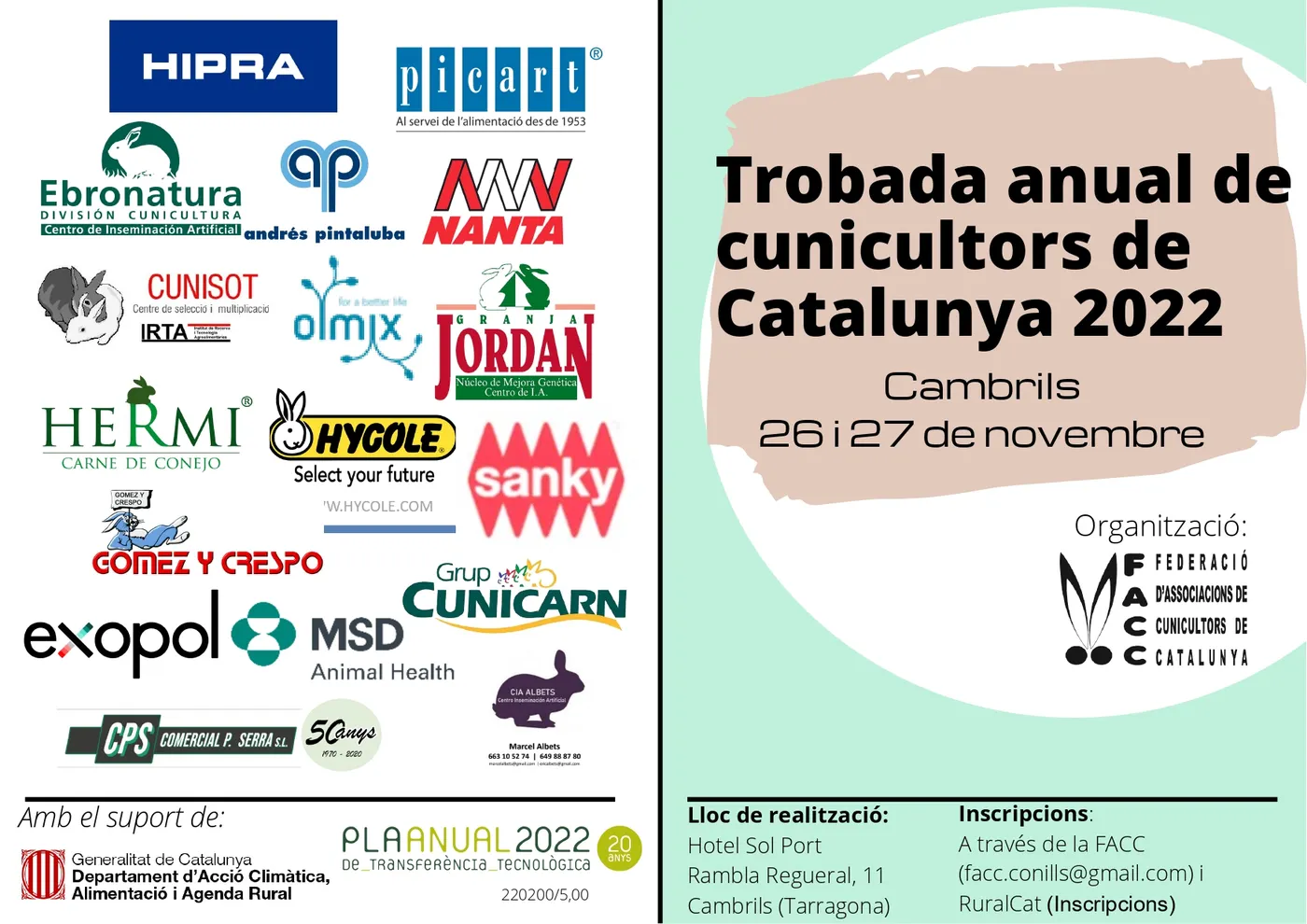 Cambrils acull aquesta cap de setmana la Jornada anual de Cunicultors de Catalunya 2022