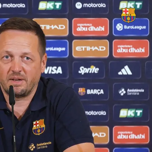Roda de premsa postpartit d'Aleksandar Sekulic (Barça-Olympiacos).