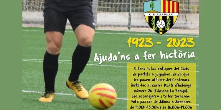 El CE Altafulla recollirà els 100 anys d’història en un llibre commemoratiu