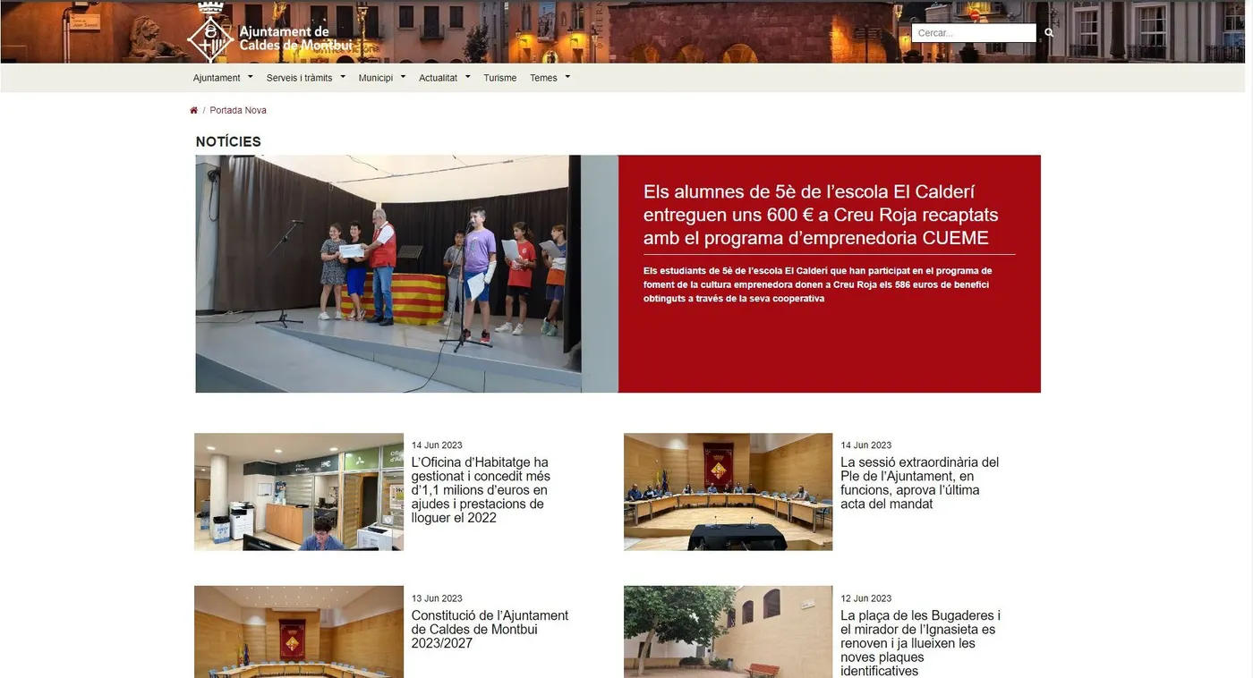 El web municipal de Caldes estrena un nou disseny més atractiu i pràctic