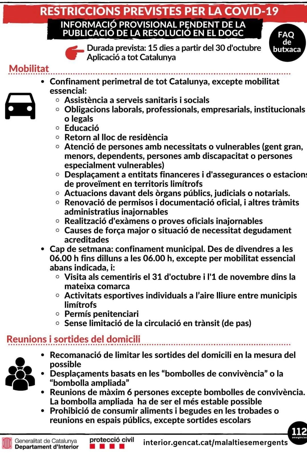 El govern tanca perimetralment Catalunya i estableix el confinament municipal en caps de setmana