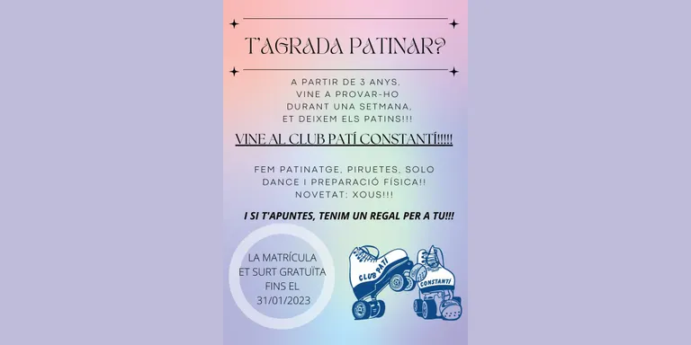 El Club Patí Constantí ofereix fins al 31 de gener matrícula gratuïta per a noves incorporacions
