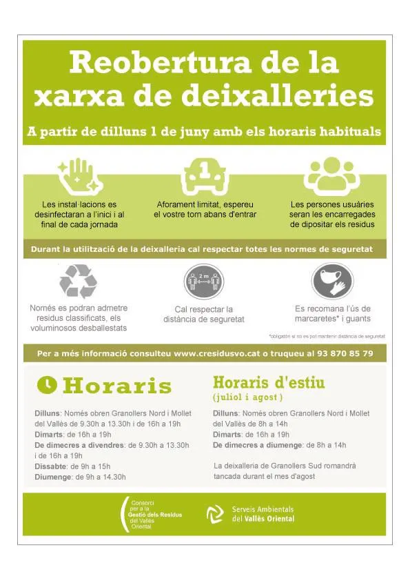 Noves activitats que es reprendran a partir de dimarts