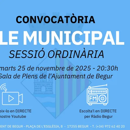 27 de novembre 2025: Ple municipal ordinari de l’Ajuntament de Begur