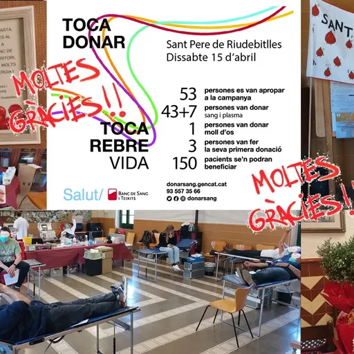 Moltes felicitats per el resultat obtingut de les donacions de sang i plasma del dissabte 15 d’abril