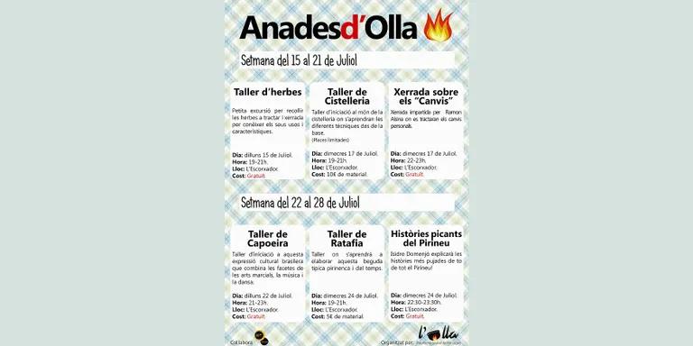 'Anades d'olla', nova proposta de tallers oberts a tothom