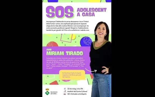 El Catllar acull aquesta tarda una xerrada sobre adolescència a càrrec de la consultora en criança conscient i escriptora Míriam Tirado