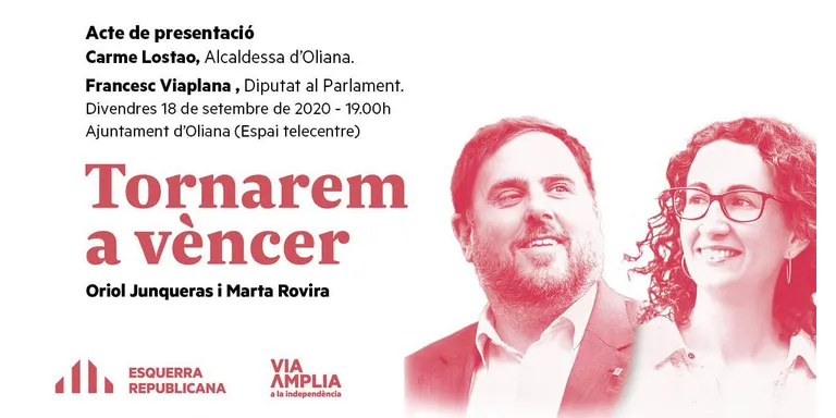 Presentació a Oliana del llibre 'Tornarem a vèncer', d'Oriol Junqueras i Marta Rovira