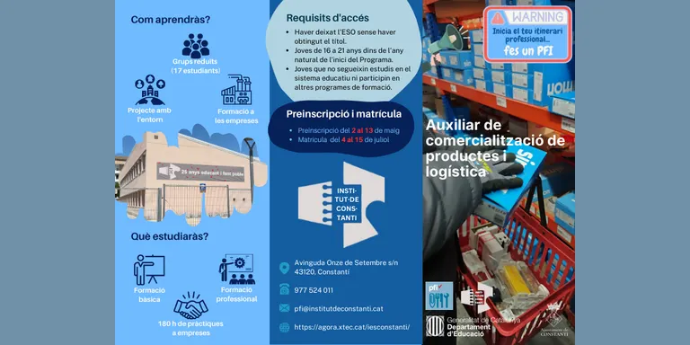 S’obren les preinscripcions del PFI (Programa de Formació i Inserció) per al curs 2023-2024 a Constantí