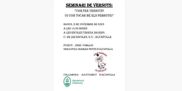 Els Diables Petits d'Altafulla organitzen un seminari sobre 'Com fer versots? (o com tocar els pebrots) com a prèvia de la Festa Major