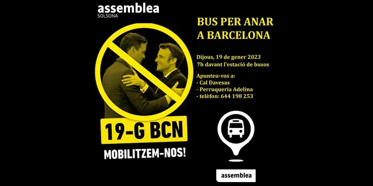 La delegació solsonina de l'ANC organitza un bus per anar a la mobilització de Barcelona contra la cimera hispano-francesa