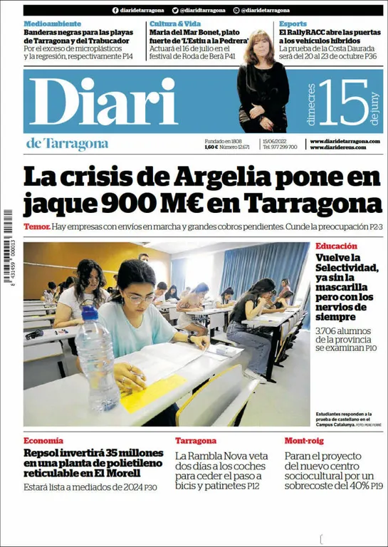 T'expliquem les portades dels diaris del territori d'aquest 15 de juny