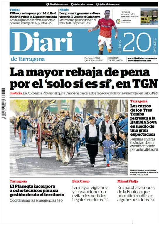Consulta les portades dels diaris d'aquest 20 de març