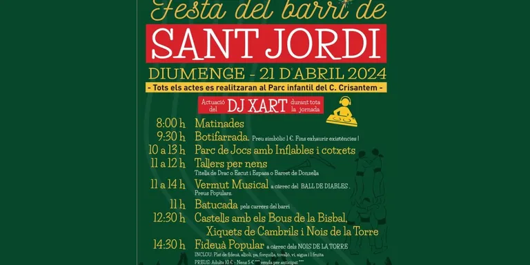 El barri de Sant Jordi celebrarà la seva festa el 21 d'abril