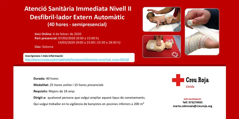 Creu Roja organitza per primer cop a Solsona un curs semipresencial complert de primers auxilis