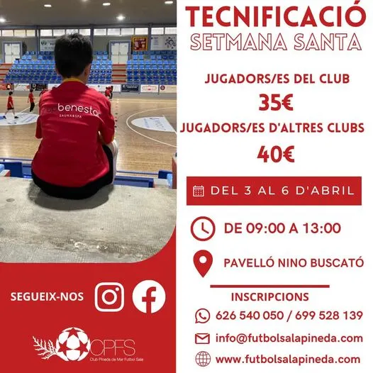 El Racing Pineda de futbol sala organitza una casal de tecnificació per Setmana Santa