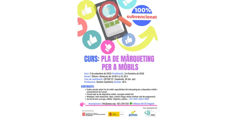 L'AEAU ofereix nous cursos de formació sobre màrqueting per a mòbils i intel·ligència emocional