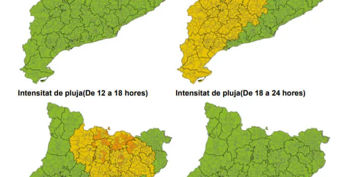 Previsió de forts xàfecs per demà diumenge