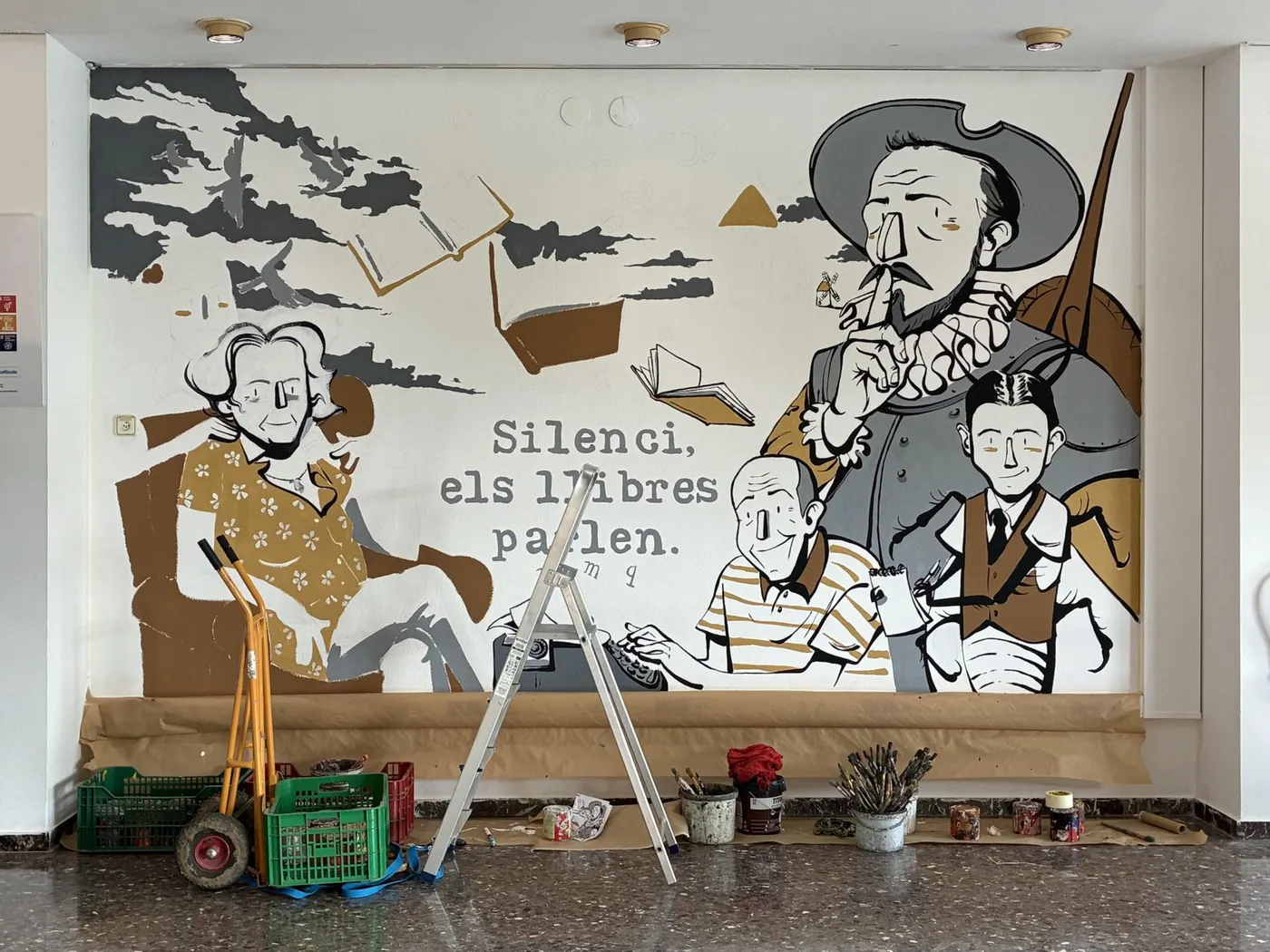 Així és el gran mural de l'artista Joan Turu a la Biblioteca Montoliu