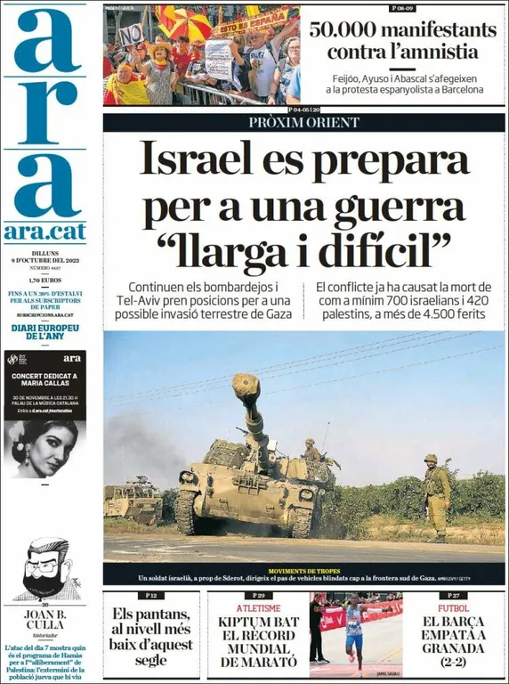 Això diuen els diaris aquest dilluns 9 d'octubre