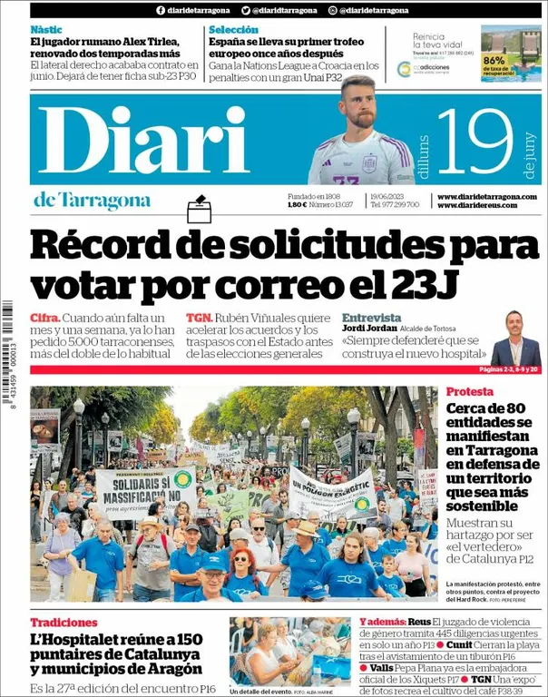 Consulta les portades dels diaris d'aquest 19 de juny
