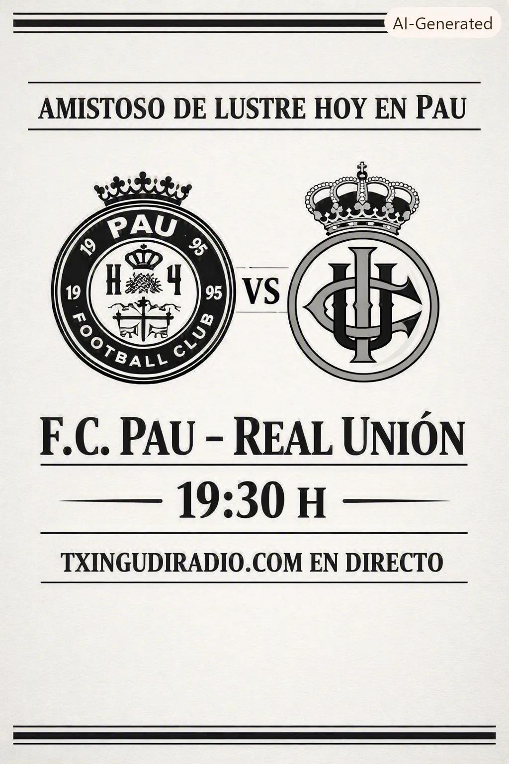 PAU-REAL UNIÓN AMISTOSO DE LUSTRE HOY EN LA  CAPITAL DE LOS PIRINEOS ATLÁNTICOS Y EN DIRECTO WWW.TXINGUDIRADIO.COM