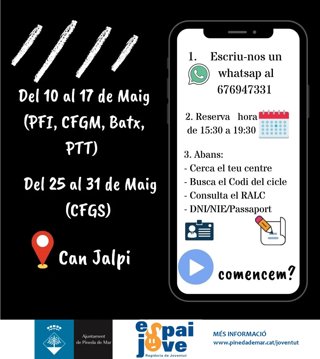 Suport a les preinscripcions a Cicles Formatius, Batxillerat i PFIs