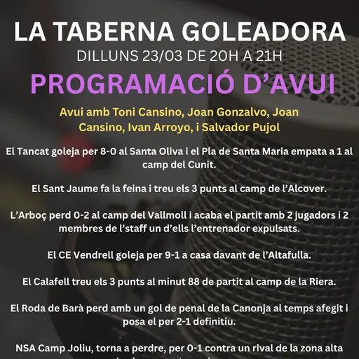 LA TABERNA GOLEADORA PROGRAMA ESPORTIU